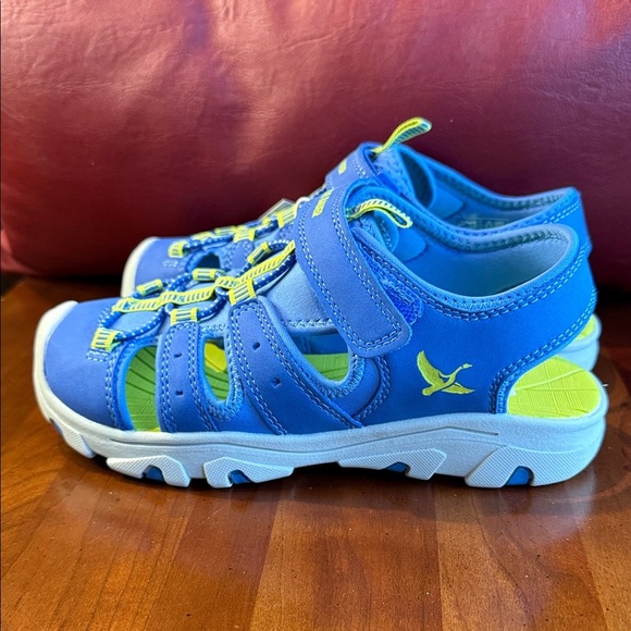 Eddie Bauer Sandals Closed Bump Toe Kids Bright Blue Lime Adventure Sandals Sz 3 - Picture 2 of 12